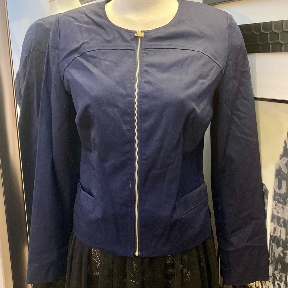 NWT ink blue cotton zip up jacket